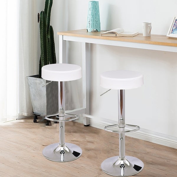 Set of 2 Bar Stools Modern Swivel Backless Round Bar Stool