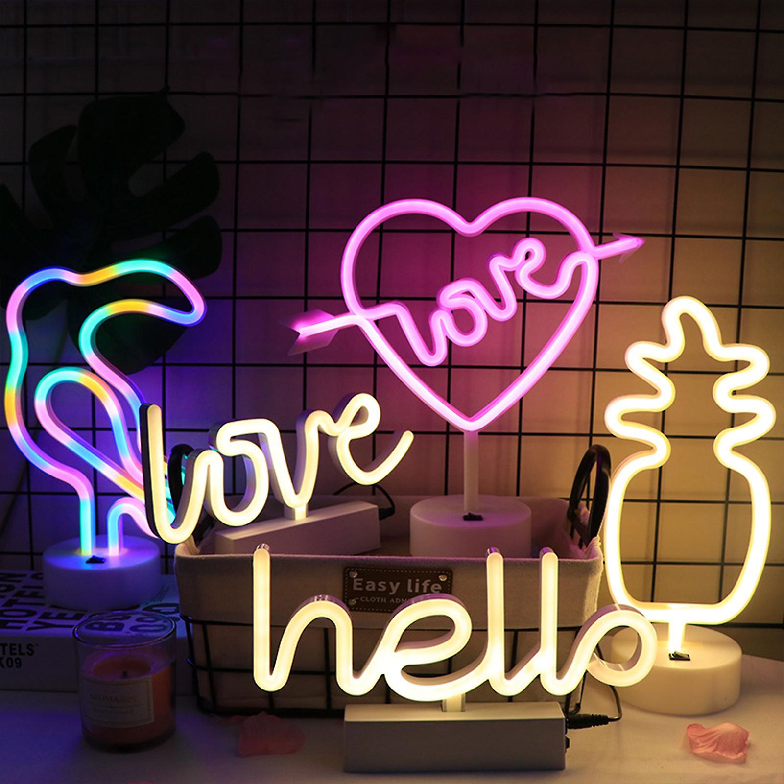 Led Neon Light Small Night Lamp Stall Lamp Usb + Battery Dual Use 5 Styles Available No.177950