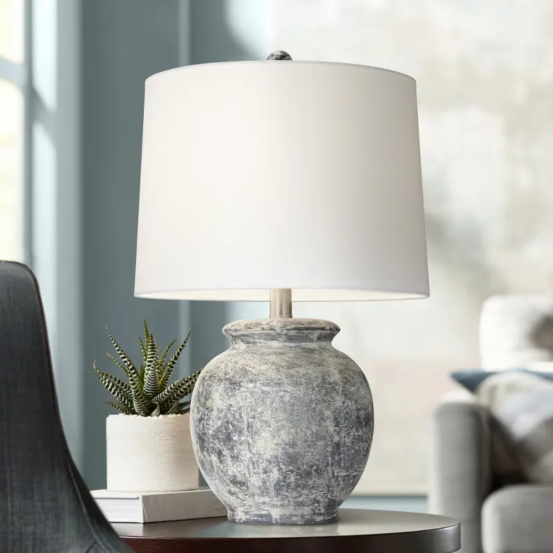 Anza Gray Stone Wash Table Lamp