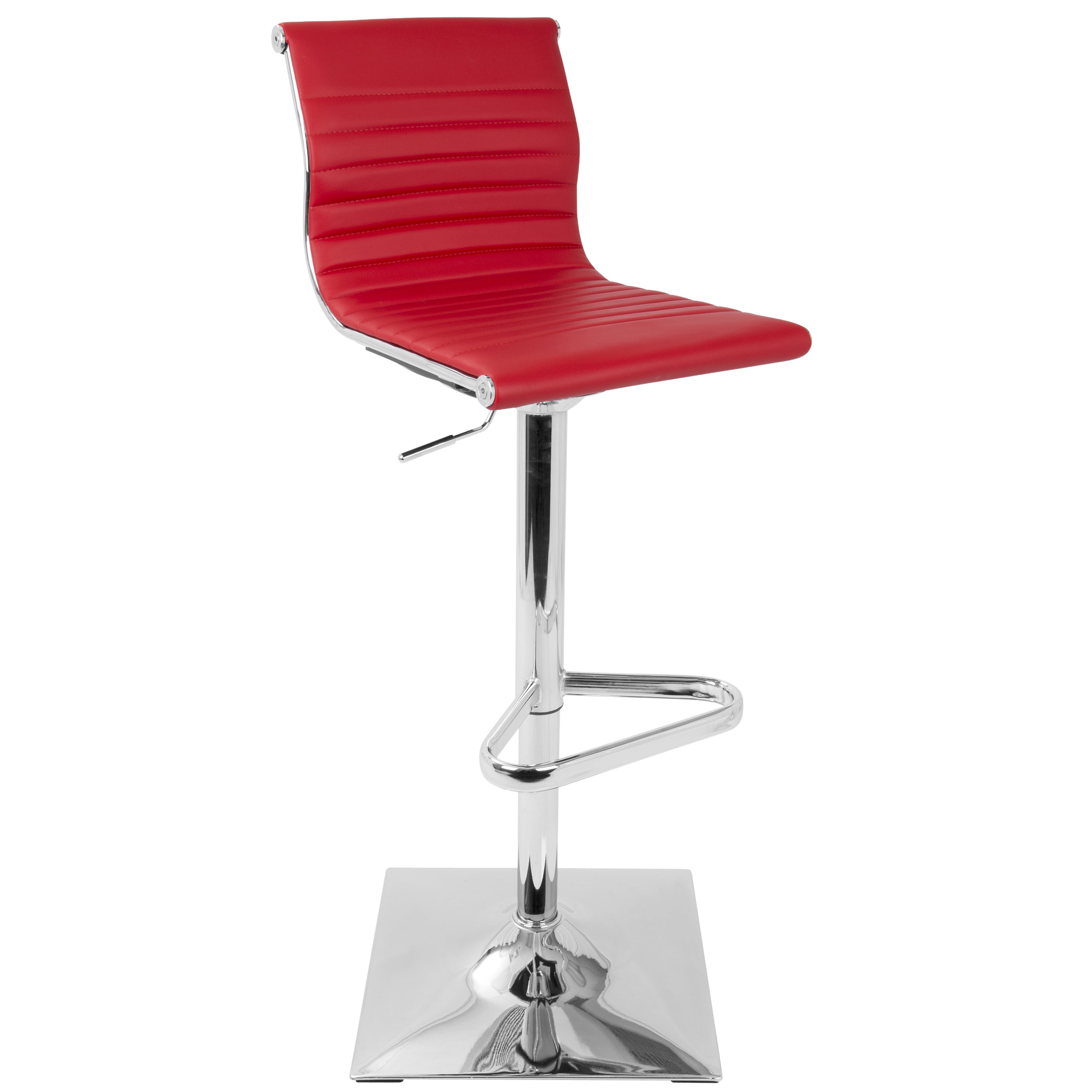 Master Contemporary Adjustable Bar Stool in Red Faux Leather