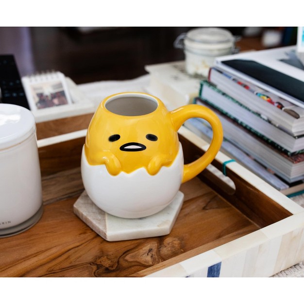 Silver Buffalo Sanrio Gudetama 3d Sculpted Ceramic Mug Holds 20 Ounces