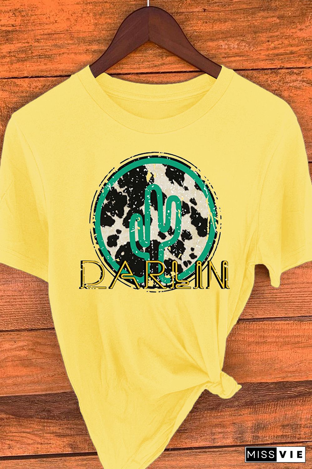 Darlin Print Graphic Tees for Women Wholesale Short Sleeve T shirts Top