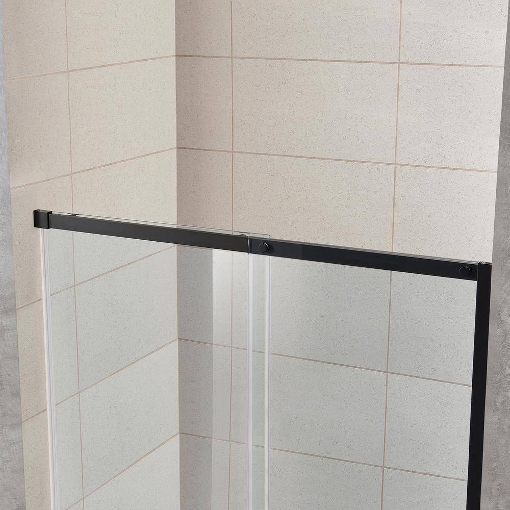 Glacier Bay Tidal 48 in. W x 78.74 in. H Sliding Semi Frameless Shower Door in Matte Black GBSH153