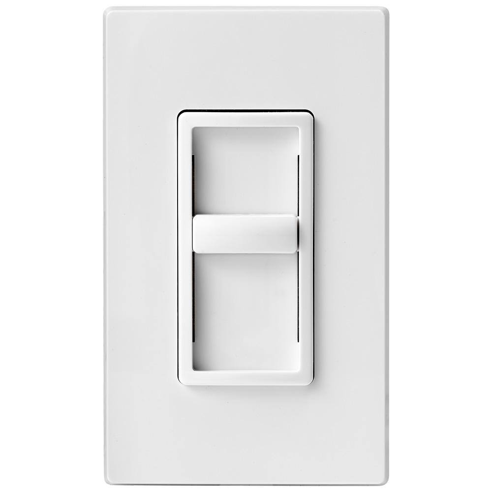 Leviton Decora SureSlide Universal 150W LEDCFL Incandescent Slide-To-Off Dimmer White R12-06672-1LW