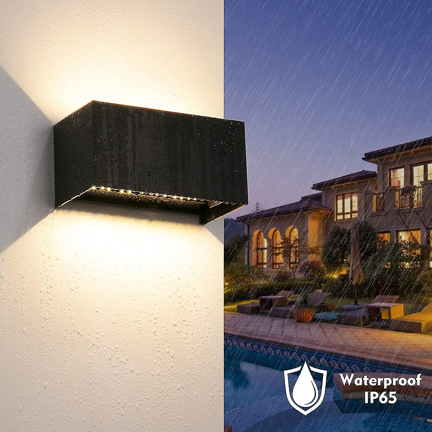 24w Indoor Outdoor Wall Light 3000k Warm White With Adjustable Beam Angle Ip65 Waterproof Wall Lamp Black Led Wall Sconces For Living Room Bedroom