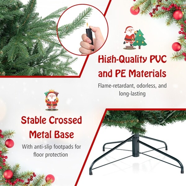 Gymax 8 FT Artificial Xmas Tree w/ 778 PVC PE Branch Tips 450 Warm