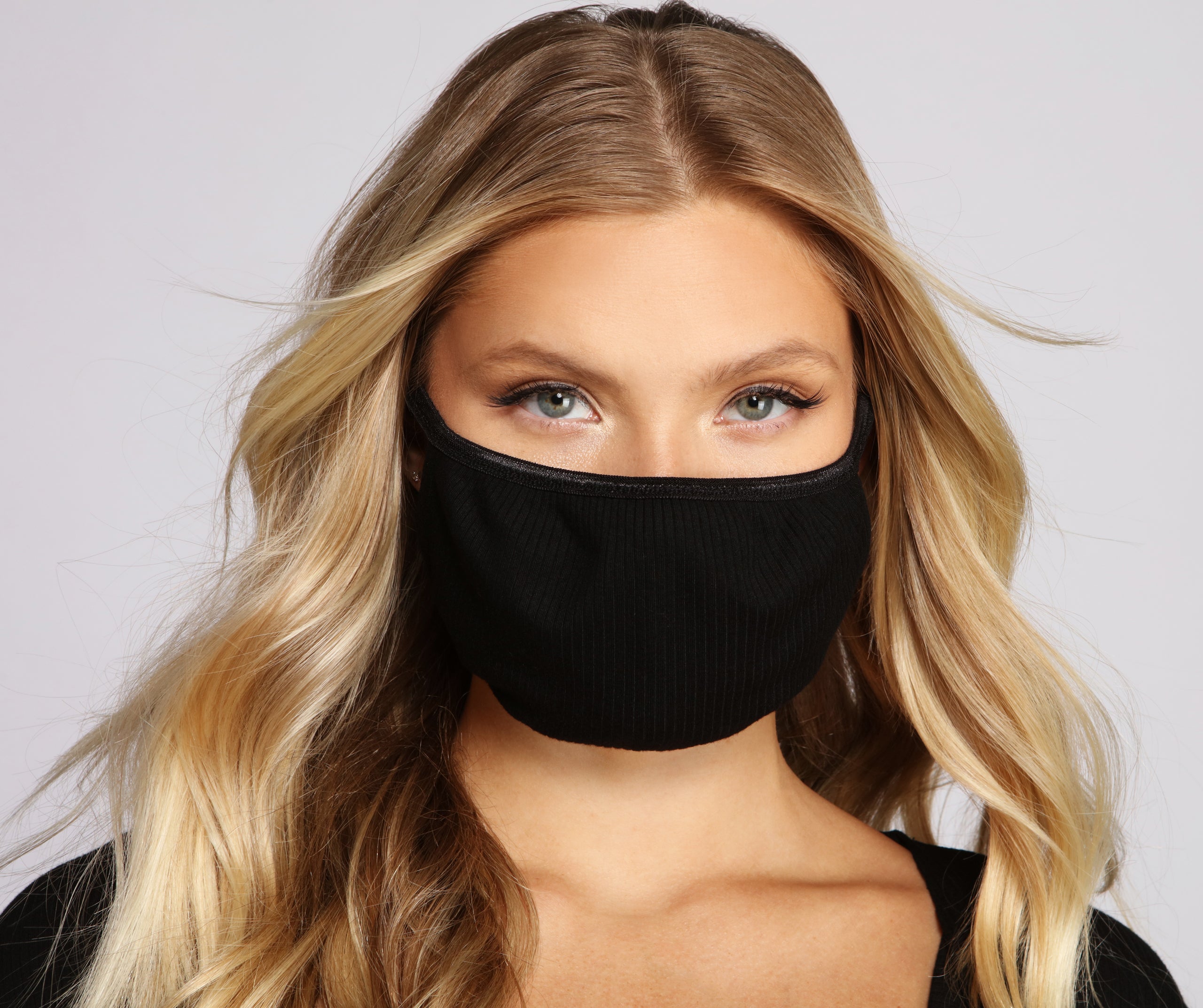 Basic Ribbed Knit Face Mask