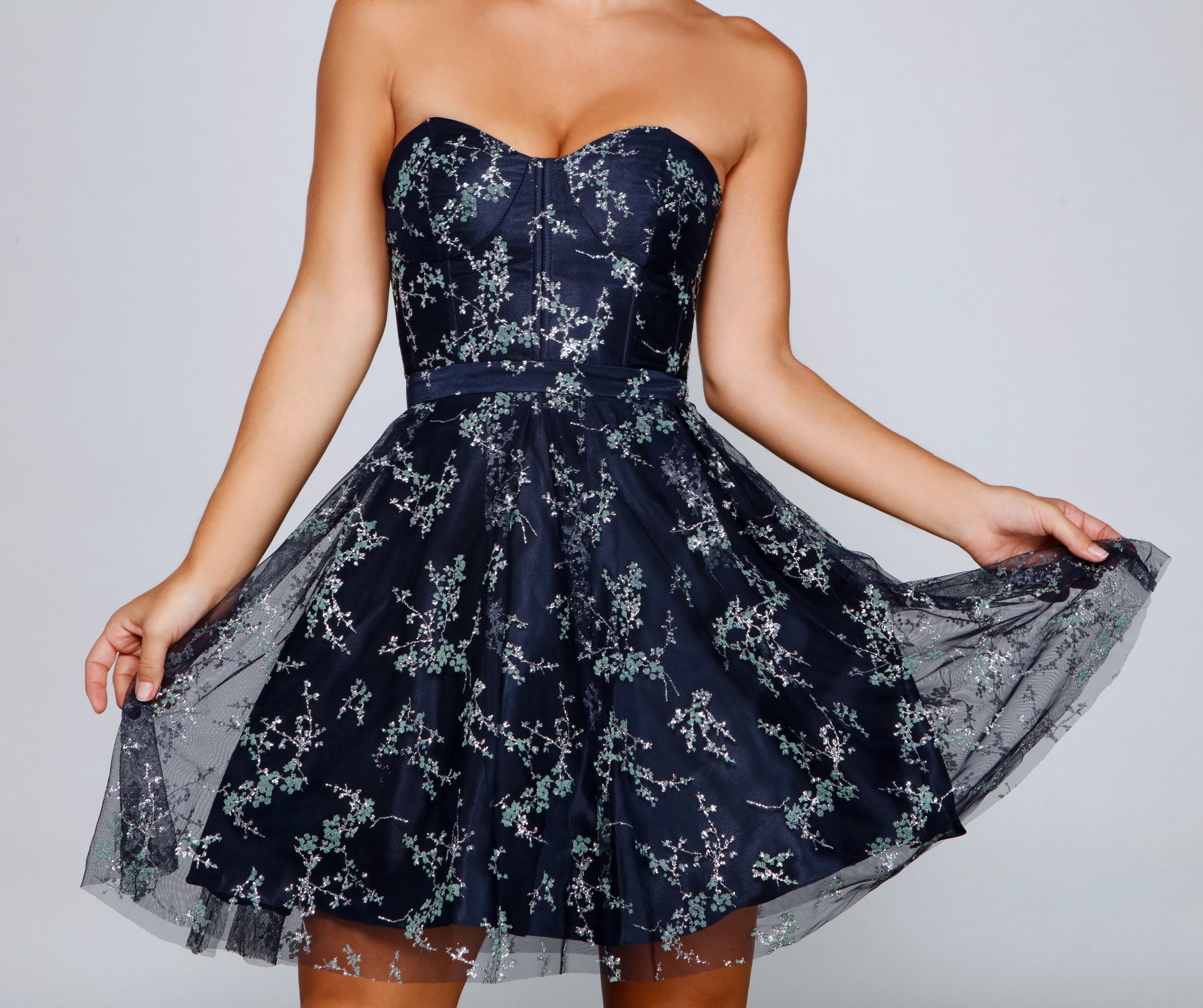 Zariah Formal Floral Glitter Party Dress