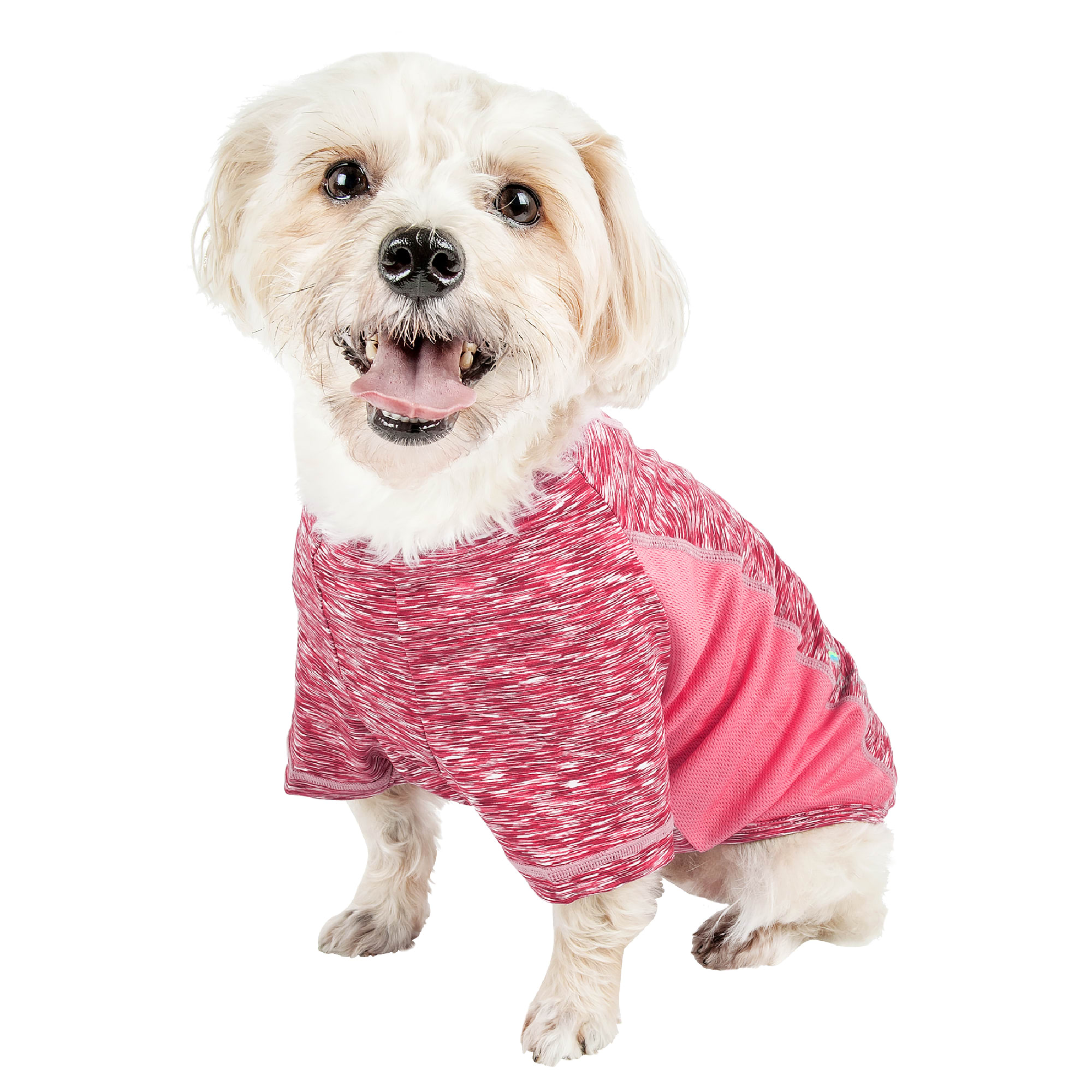 Pet Life Pink Active Warf Speed Heathered Ultra-Stretch Sporty Performance Dog T-Shirt， X-Small