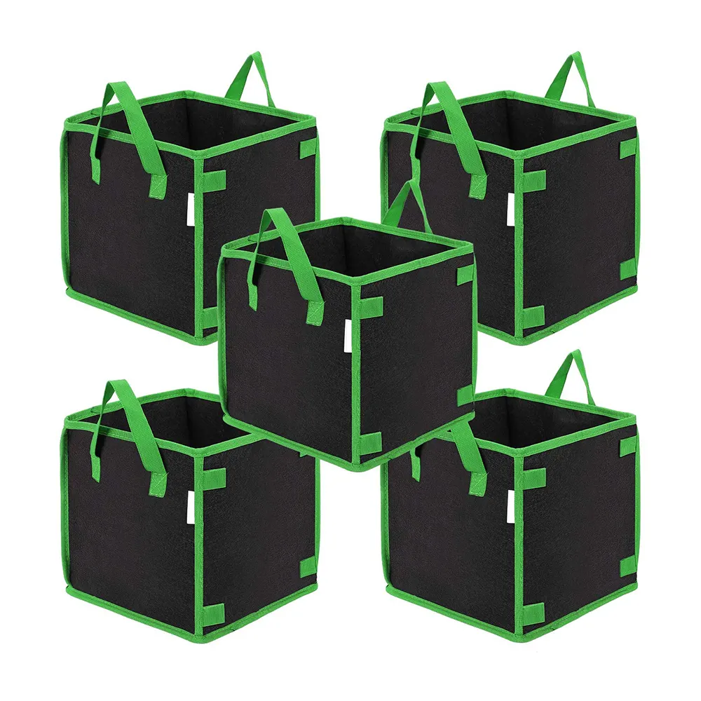 5 Pack 3/5/7/10 Gallon Thick Nonwoven Cubic Fabric Pots felt garden supplies Square Grow Bags