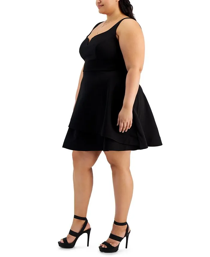 Trendy Plus Size Notched-Neck Tiered-Hem Dress