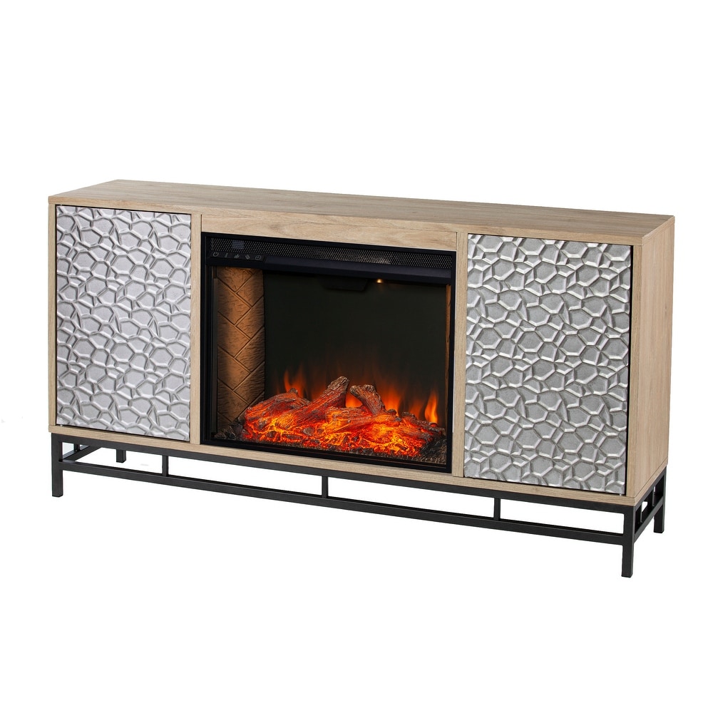 SEI Furniture Ausborne Electric Fireplace w/ Media Storage   Natural