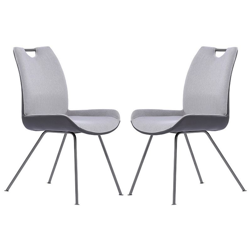 Curved Back Dining Chair with Bucket Design Seat， Set of 2， Gray