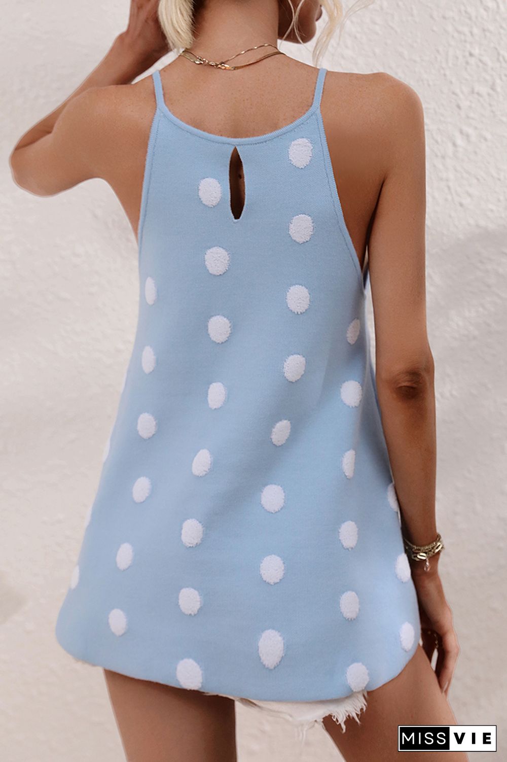 Sleeveless Polka Dot Knitting Tank Top