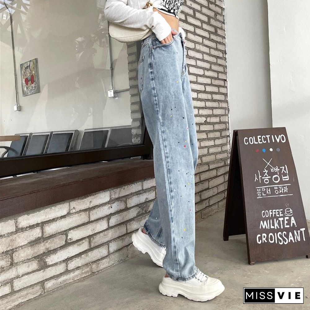 Woman Jeans High Waist Clothes Wide Leg Denim Clothing Blue Streetwear Vintage Quality Fashion Harajuku Straight Pants