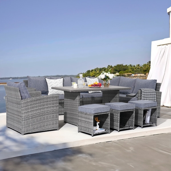 Outdoor 8piece Wicker conversation set Patio Sofa Furniture