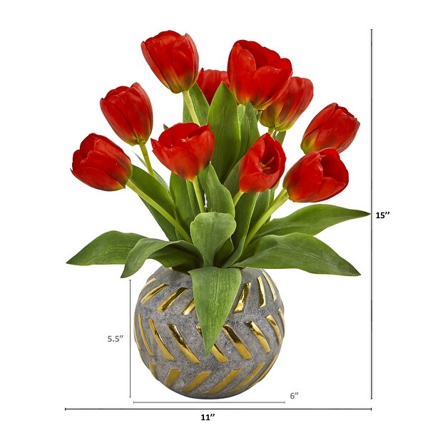 Tulip Artificial Arrangement in Decorative Vase