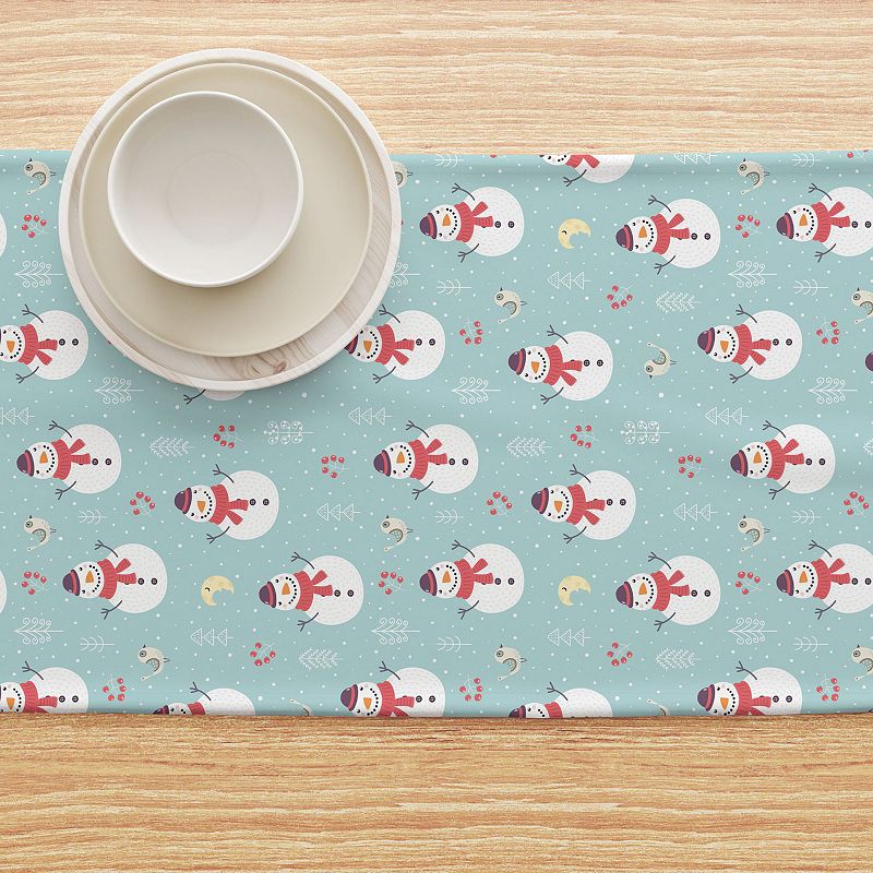 Table Runner， 100% Cotton， 16x90， Holly Jolly Snowmen