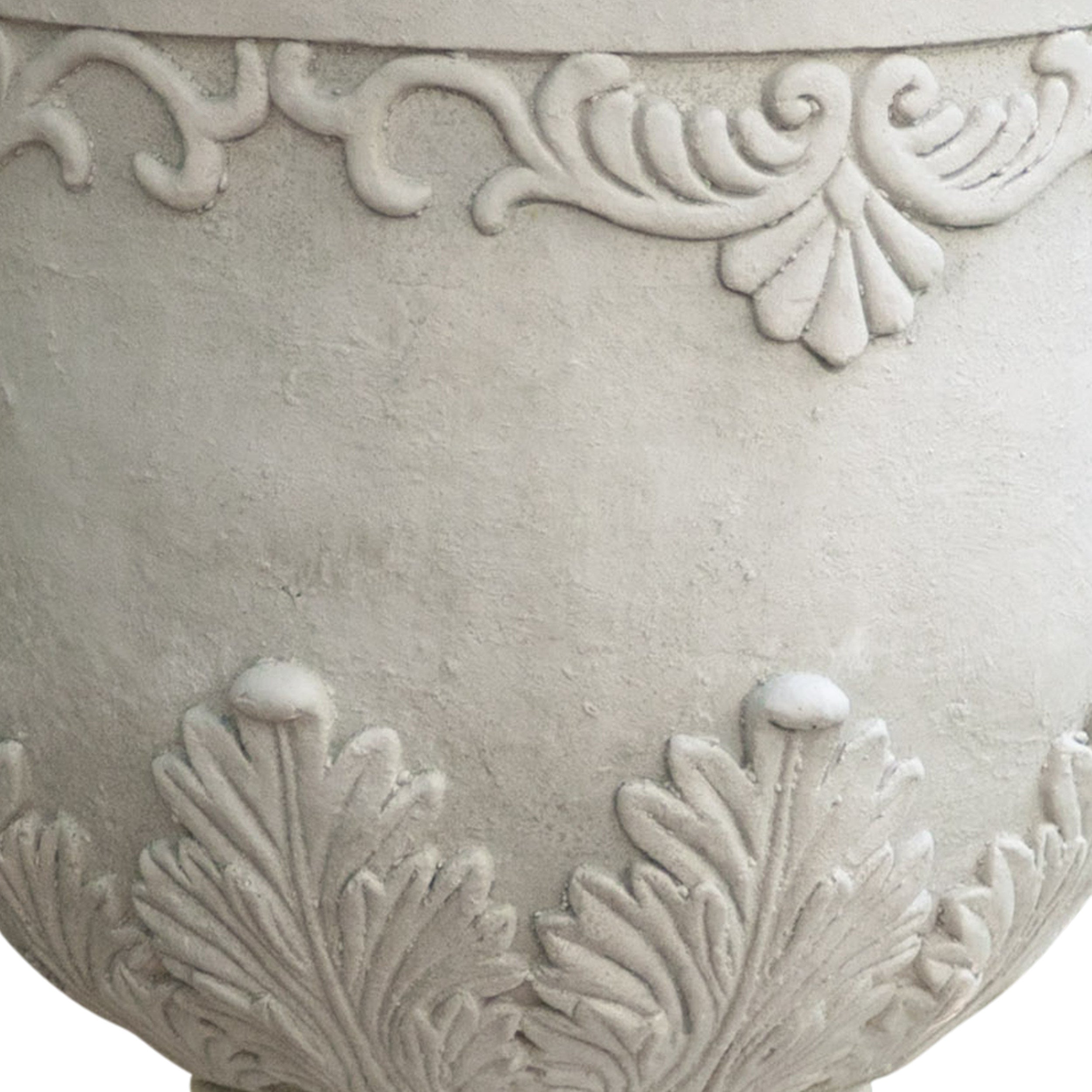 Floriana Outdoor Traditional Roman White Lightweight Concrete Garden Planter Urn