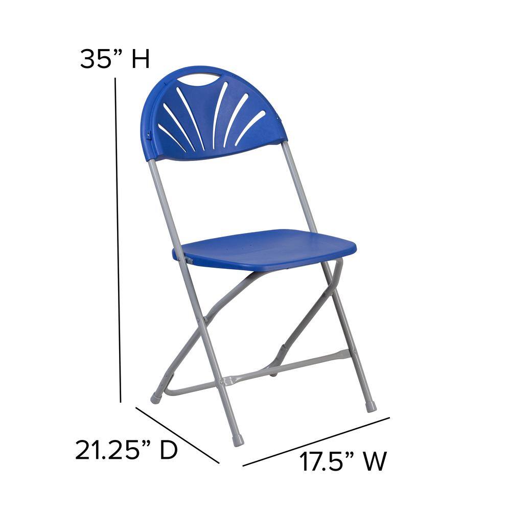 Carnegy Avenue Blue Plastic Seat Metal Frame Outdoor Safe Folding Chair CGA-LE-204032-BL-HD