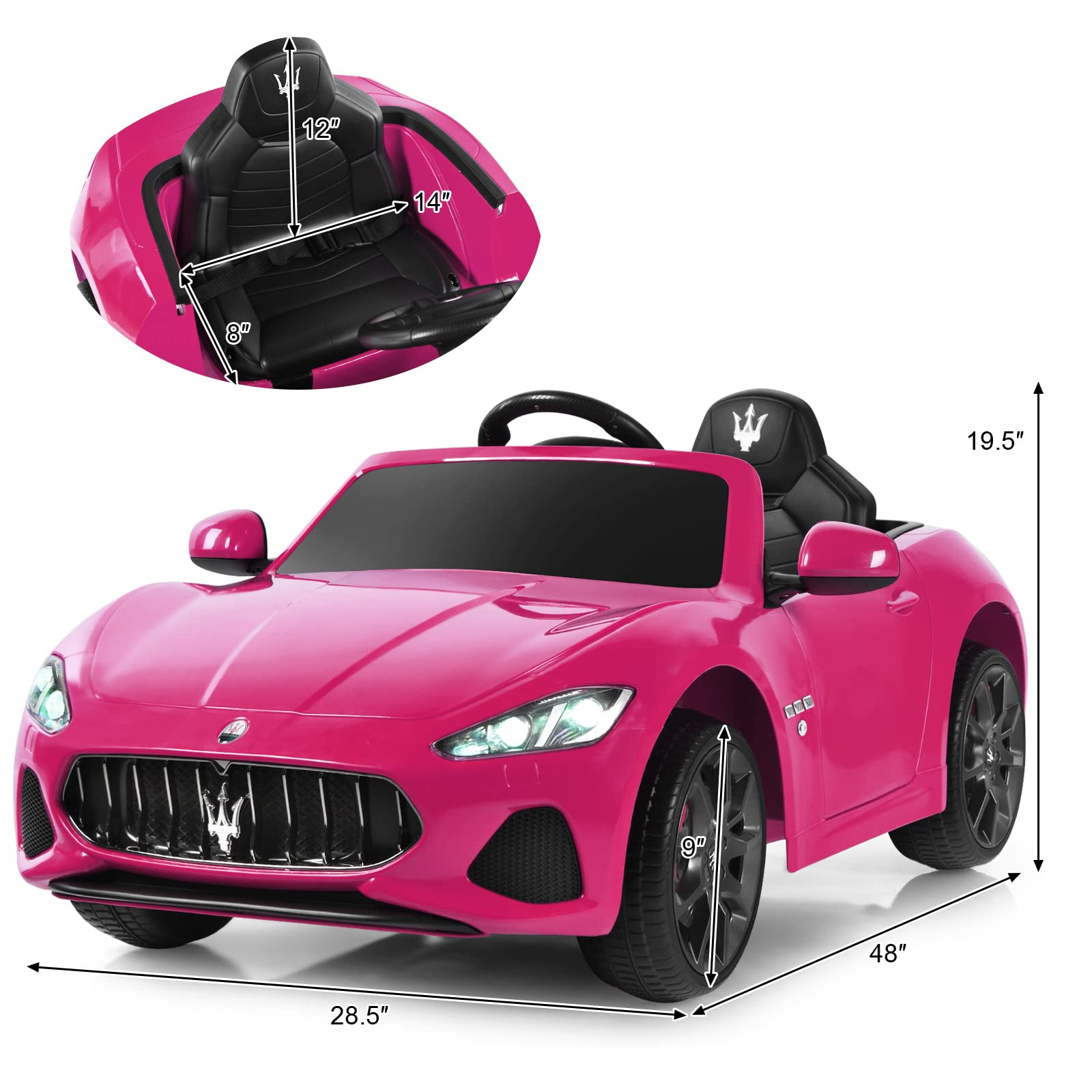 Costzon Ride on Car, 12V Licensed Maserati GranCabio Battery Powered Vehicle w/ Remote Control