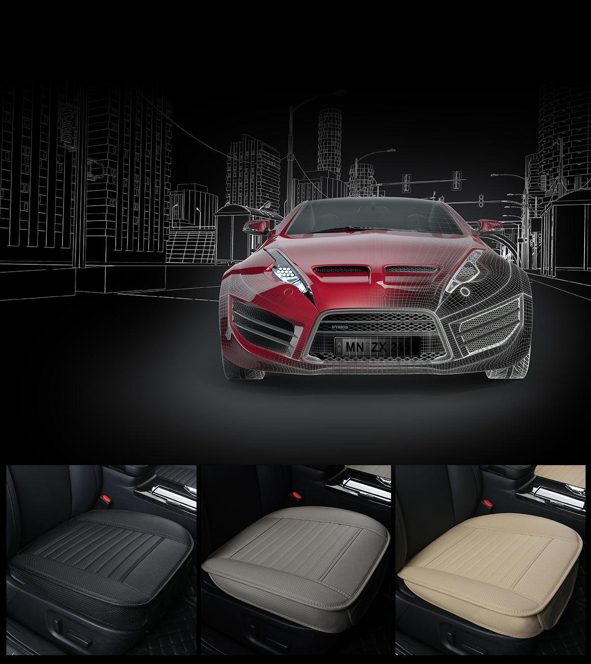 Edealyn F-002 Series Ultra-Luxury PU Leather Vehicle Seat Cover (W20” x D20” and 0.4” in Thickness)， Single Piece