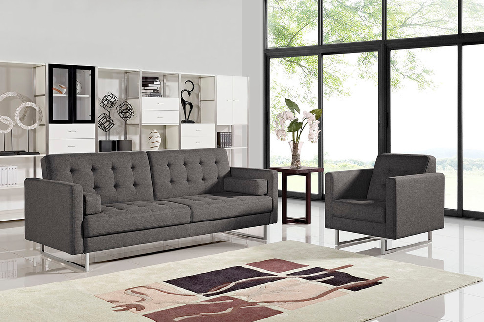 2 Piece Opus Convertible Tufted Sofa and Chair Set   Contemporary   Living Room Furniture Sets   by HedgeApple  Houzz