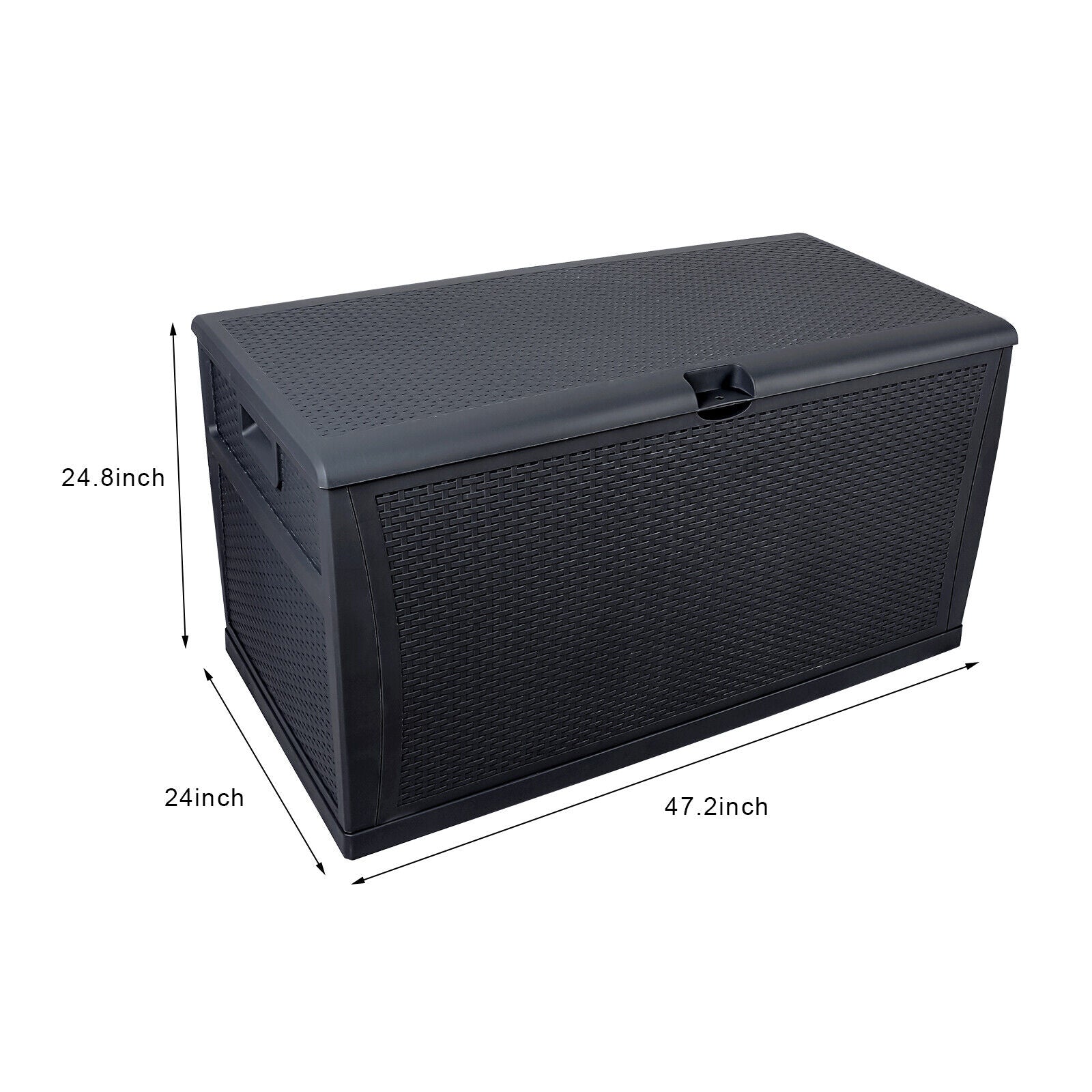 120 Gallon Resin Deck Box Indoor Outdoor Storage Box with Lockable Lid for Patio Cushions, Toys, Garden Tools Black