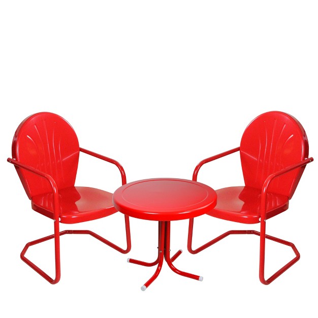 Northlight 3 piece Retro Metal Tulip Chairs And Side Table Outdoor Set Red