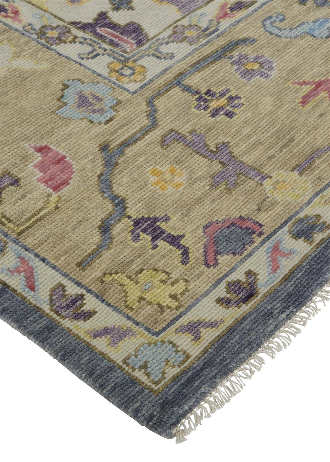 Larson Hand Knotted Blue and Beige Rug by BD Fine