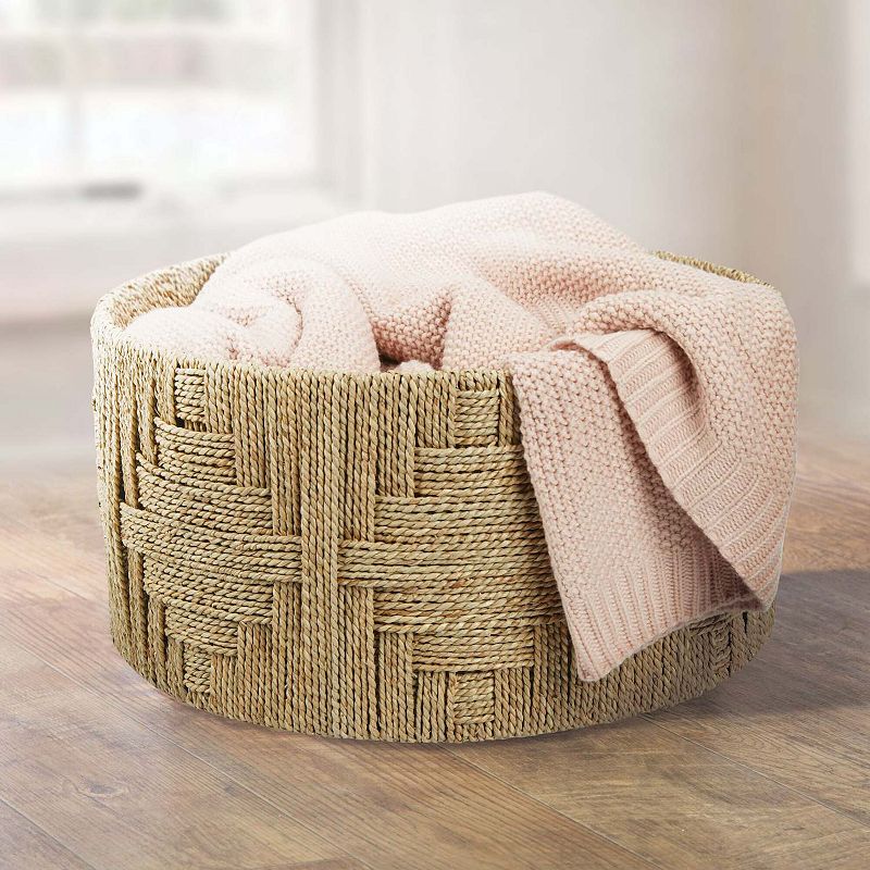 mDesign Large Woven Seagrass Braided Home Storage Basket Bin - Natural