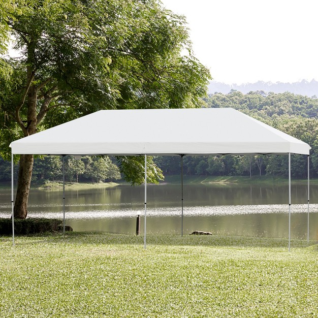 Outsunny 10 x27 X 20 x27 Heavy Duty Pop Up Canopy With Durable Steel Frame 3 level Adjustable Height And Storage Bag Event Party Tent