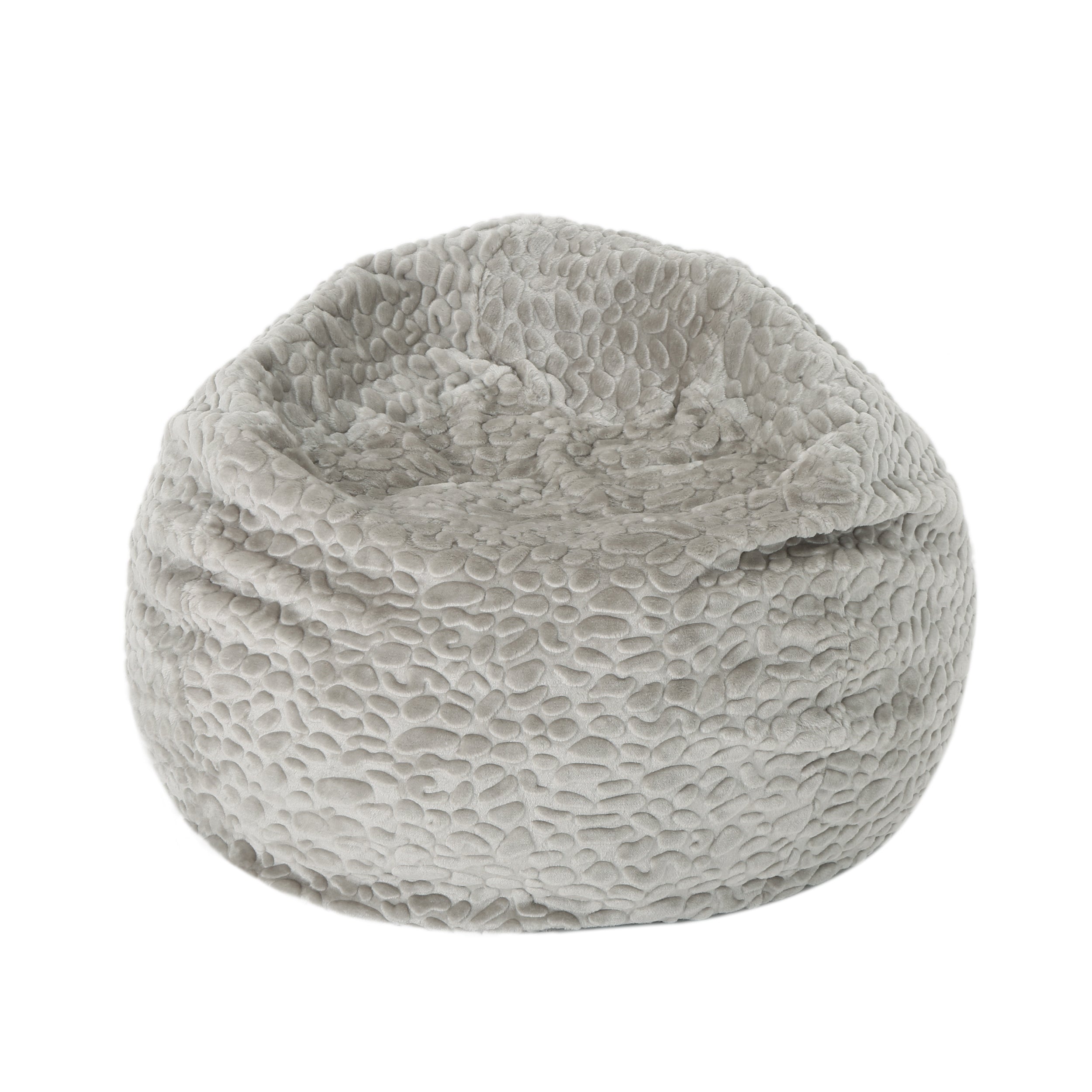 Noble House Kane Faux Fur Bean Bag Chair, Grey