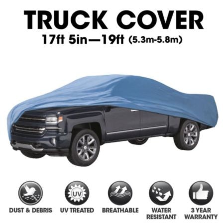 Autocraft Truck Cover， Blue 3 Layers， Fits Trucks 17.5'-19'， Medium-Duty， Water Resistant， Outdoor Use