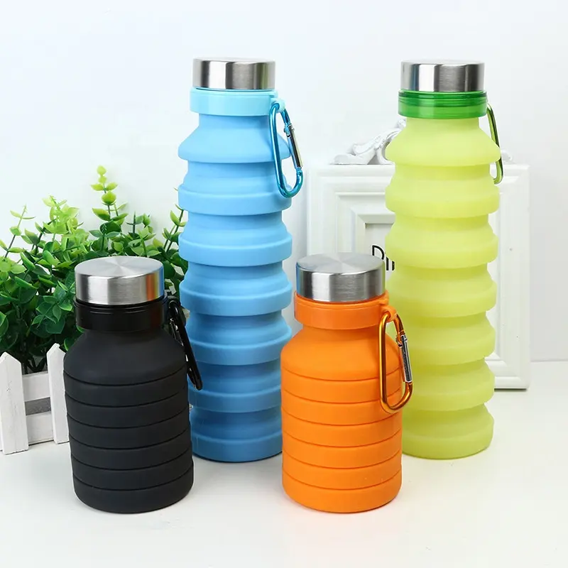 Foldable Water Bottle Reusable BPA Free Silicone Collapsible Water Bottle For Travel Gym Camping Hike