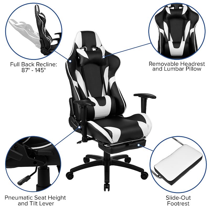 Flash Furniture Gaming Desk and Footrest Reclining Gaming Desk Chair 2-piece Set