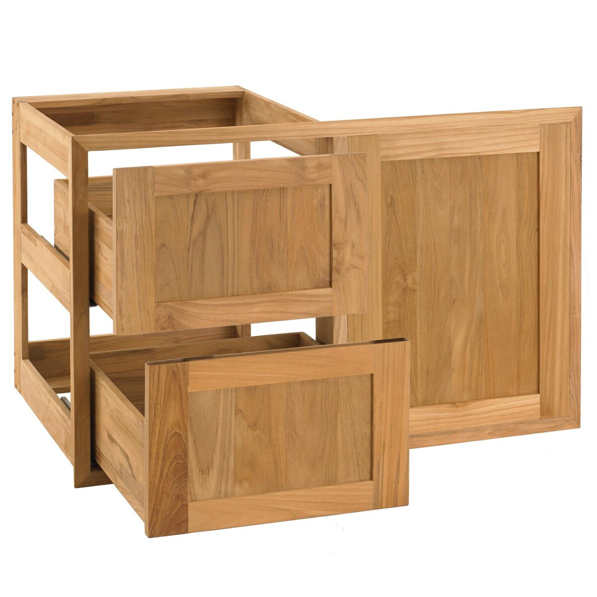 Pacific Teak Shaker 35-Inch Teak Wood Access Door and Double Drawer Combo