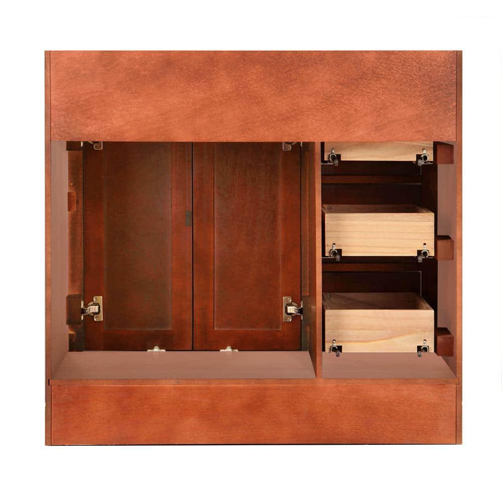 Home Decorators Collection Naples 36 in W Bath Vanity Cabinet Only in Warm Cinnamon with Left Hand Drawers