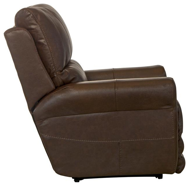 Samuel Power Lay Flat Recliner with USB Charging Port in Chestnut Brown Leather   Contemporary   Recliner Chairs   by Homesquare  Houzz