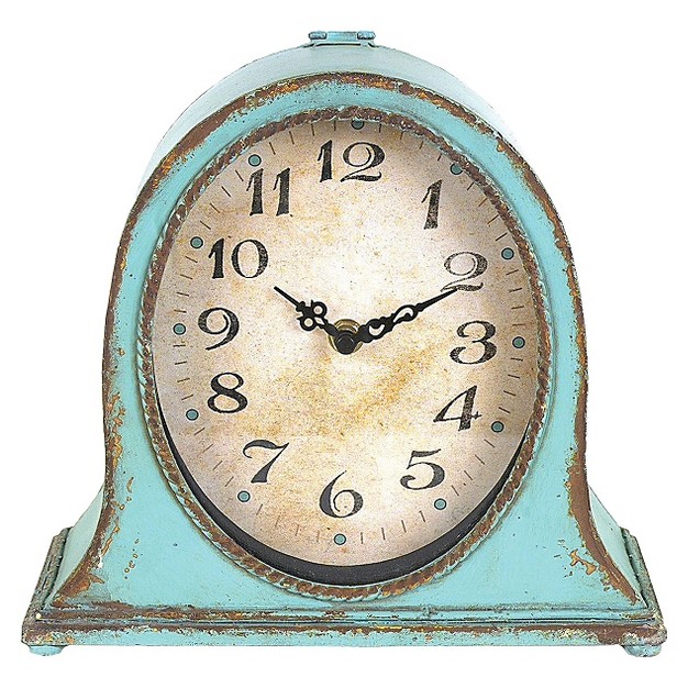 X 8 5 quot Metal Mantel Clock Aqua Storied Home