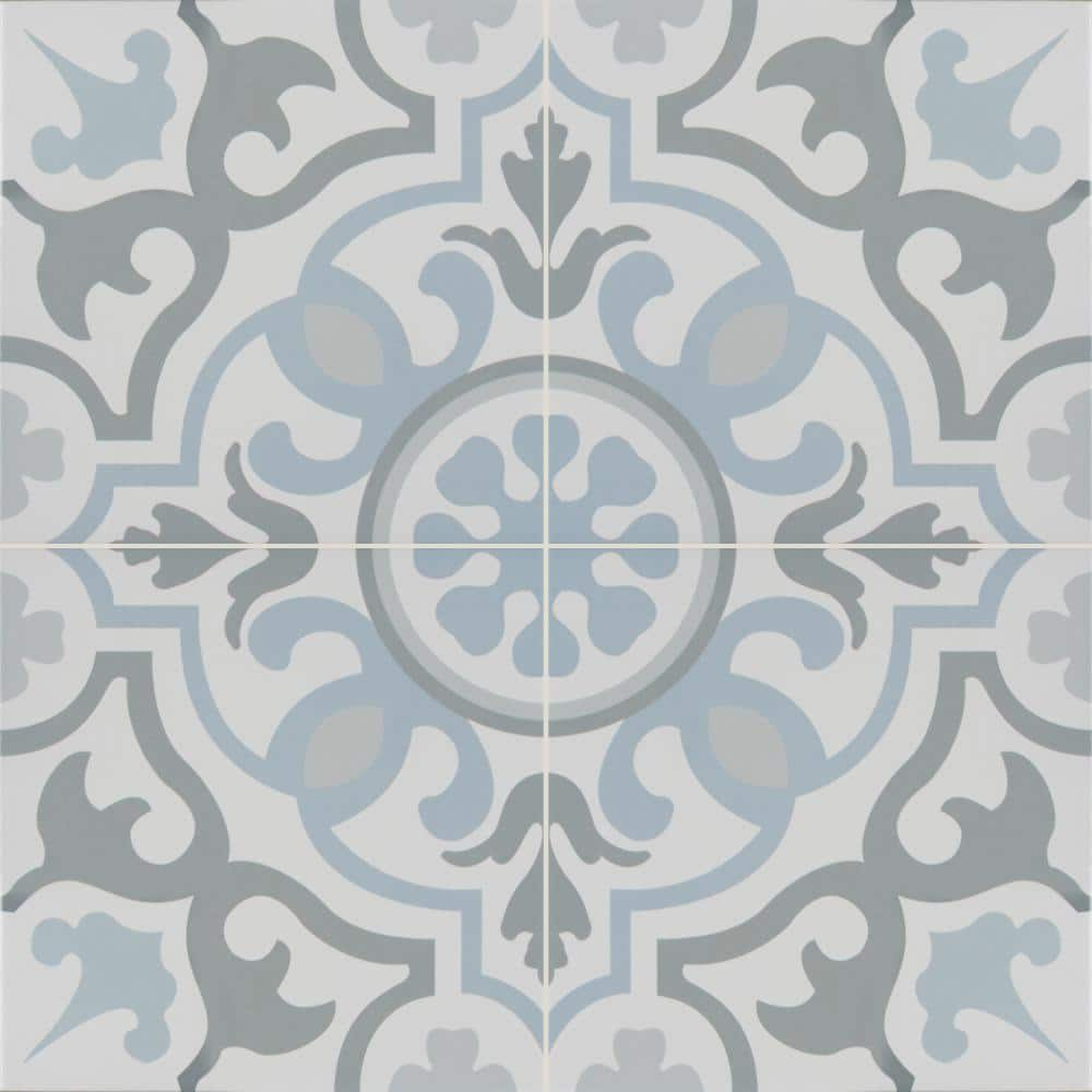 MSI Encaustic Blume 8 in. x 8 in. Matte Porcelain Patterned Look Floor and Wall Tile (5.16 sq. ft.Case) NHDBLU8X8