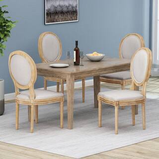 Noble House Phinnaeus Beige Fabric Upholstered Dining Chair (Set of 4) 82919