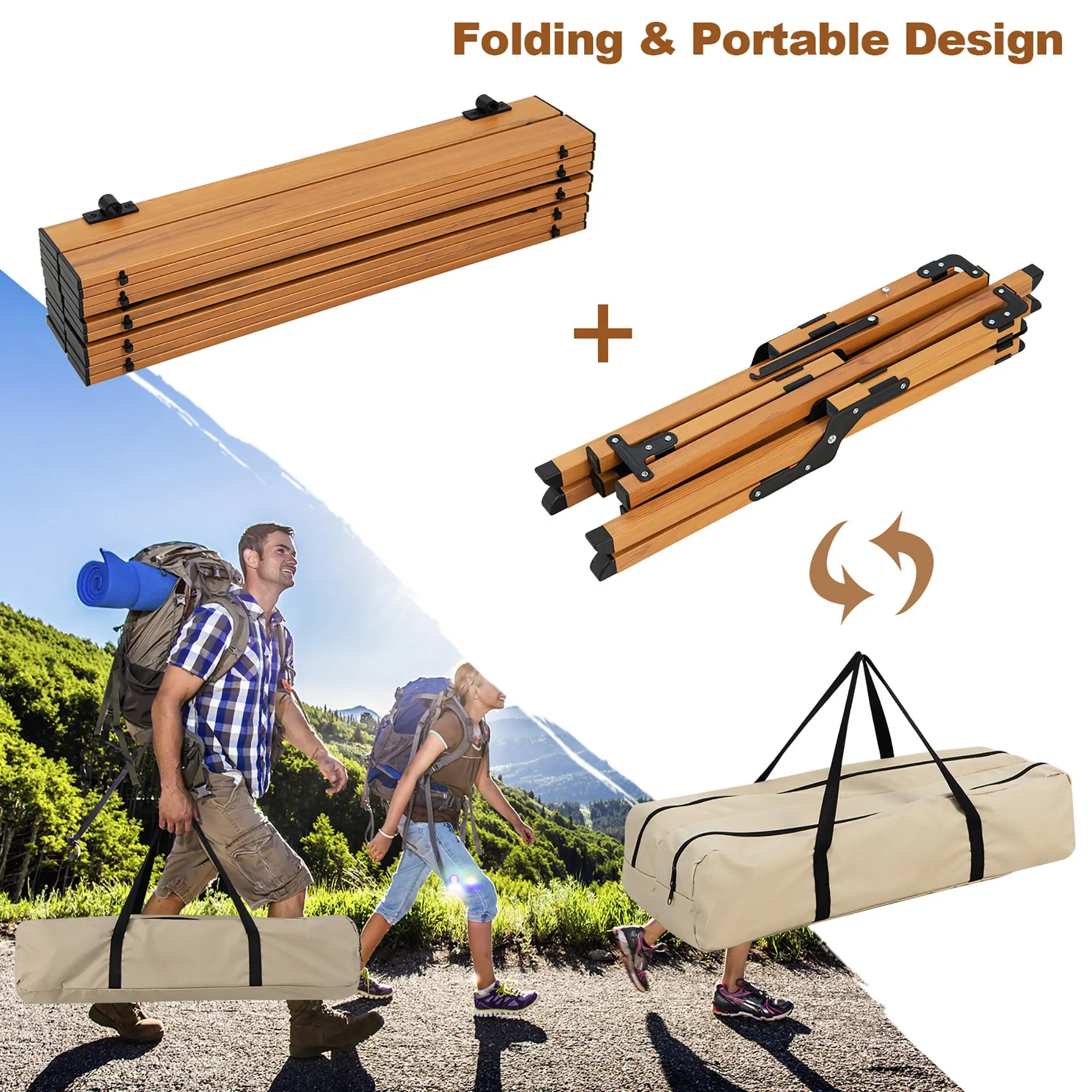 Picnic Outdoor Aluminum Folding Camping Table Portable Lightweight 50kg Bearing Egg Roll Table For Travel Bbq