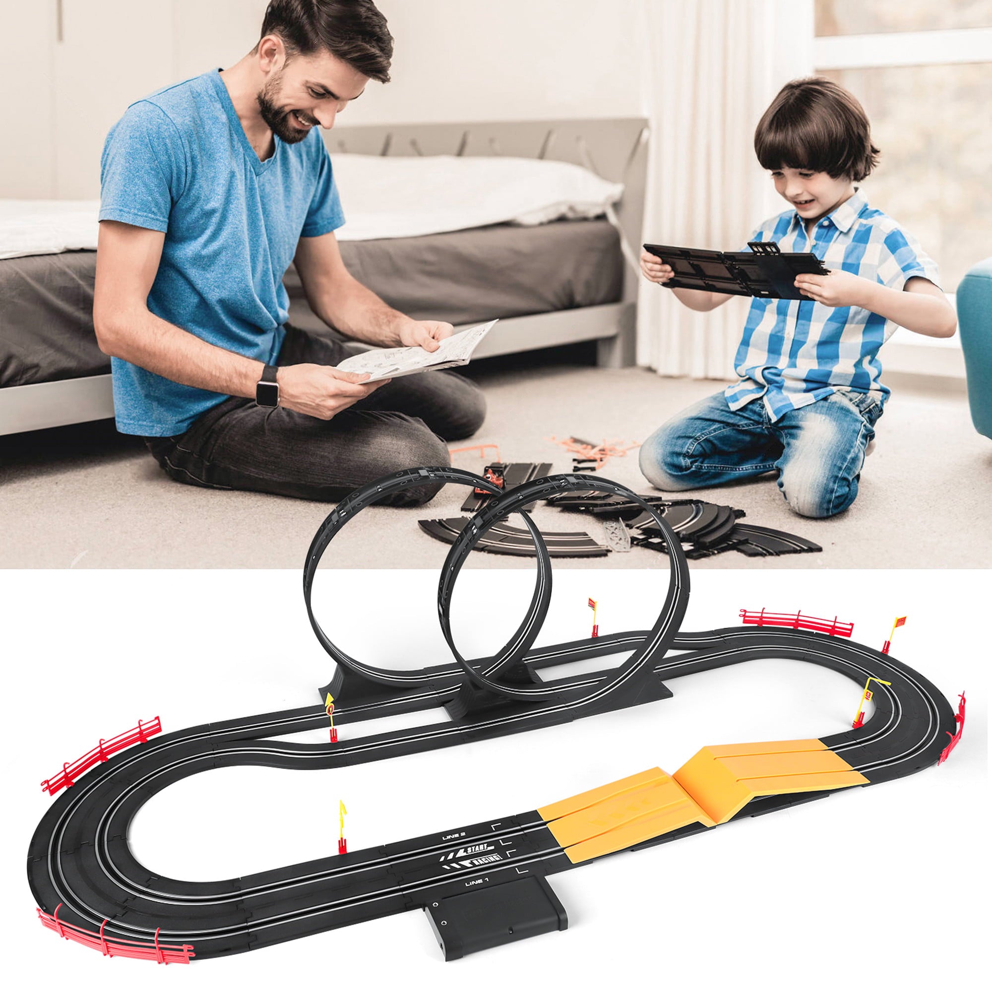 Growsly Electric Race Track for Boys and Girls Kids Toy Slot Cars Set Toys Xmas Gift for 4 5 6 7 8 9 10 11 12 Years Old Children