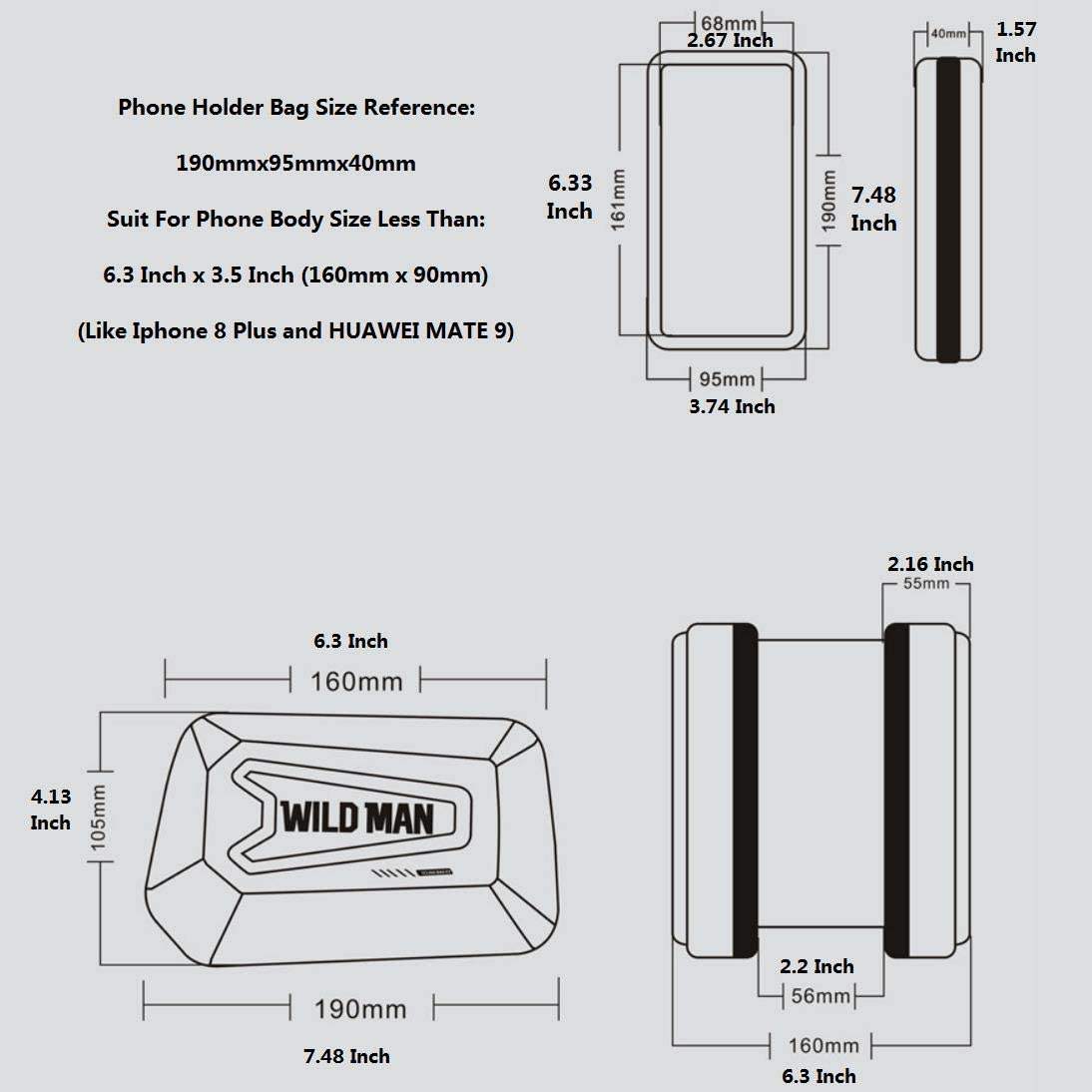 New Image WILD MAN Bicycle Bags Front Beam Frame MTB Bike Bag Touch Screen Top Tube Mobile Phone Bag For Cycling Accessories