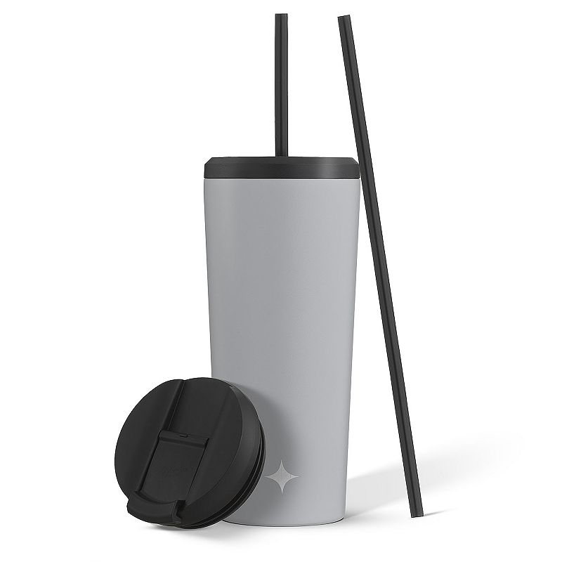 JoyJolt Vacuum Insulated Tumbler with Flip Lid and Straw