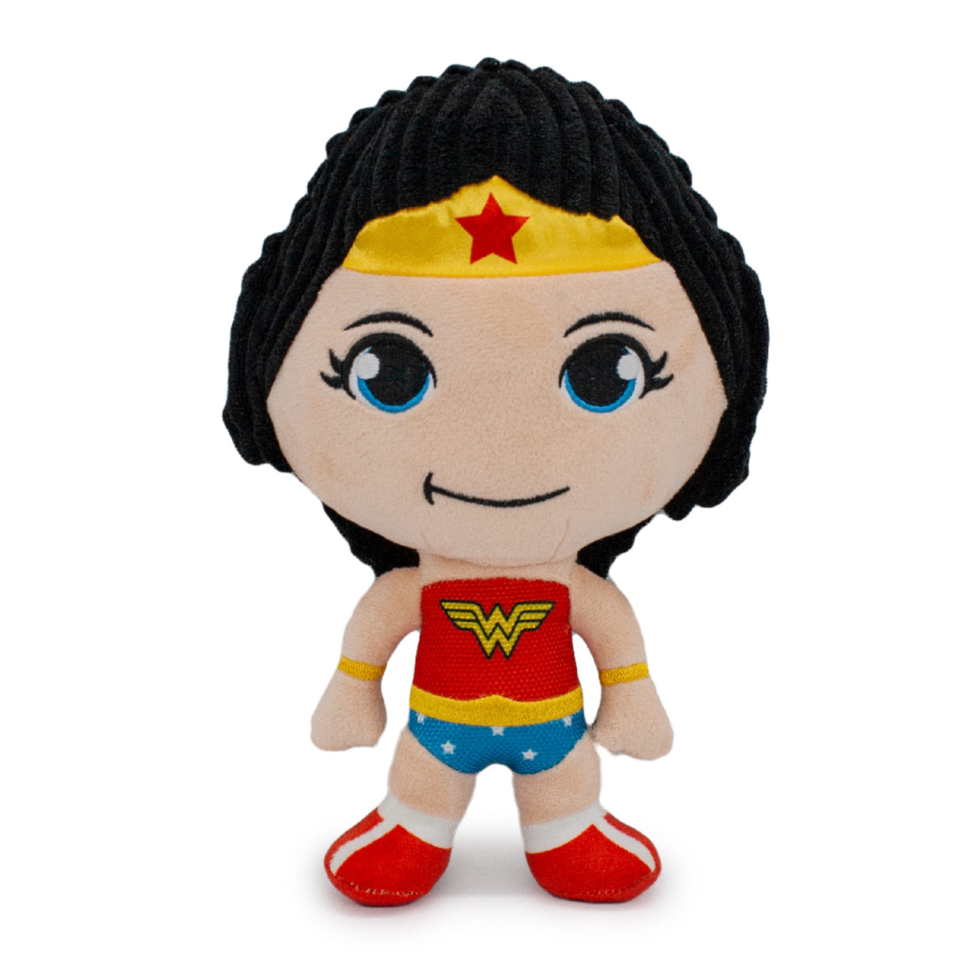 Buckle-Down DC Comics Wonder Woman Full Body Standing Pose with Corduroy Hair Plush Squeaker Dog Toy， Medium