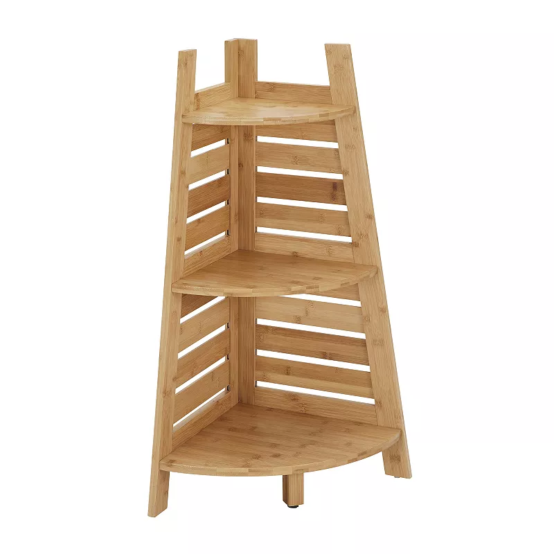 Linon Bracken Bamboo Corner Shelf