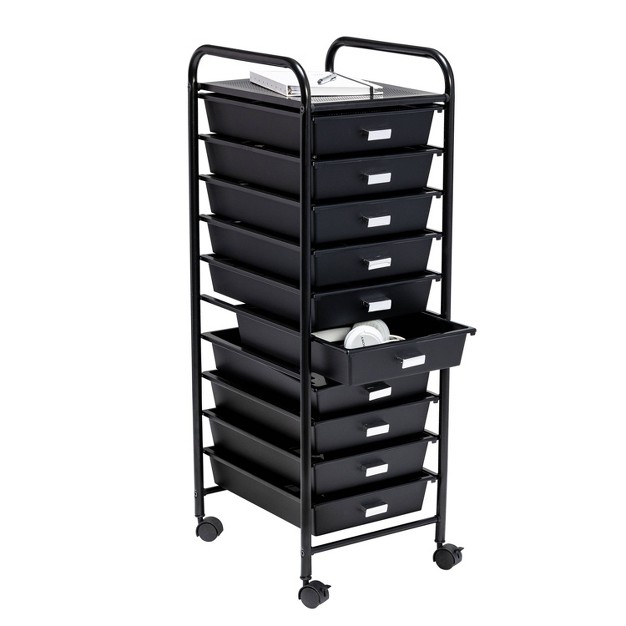 Honey can do 10 Drawer Rolling Cart Black