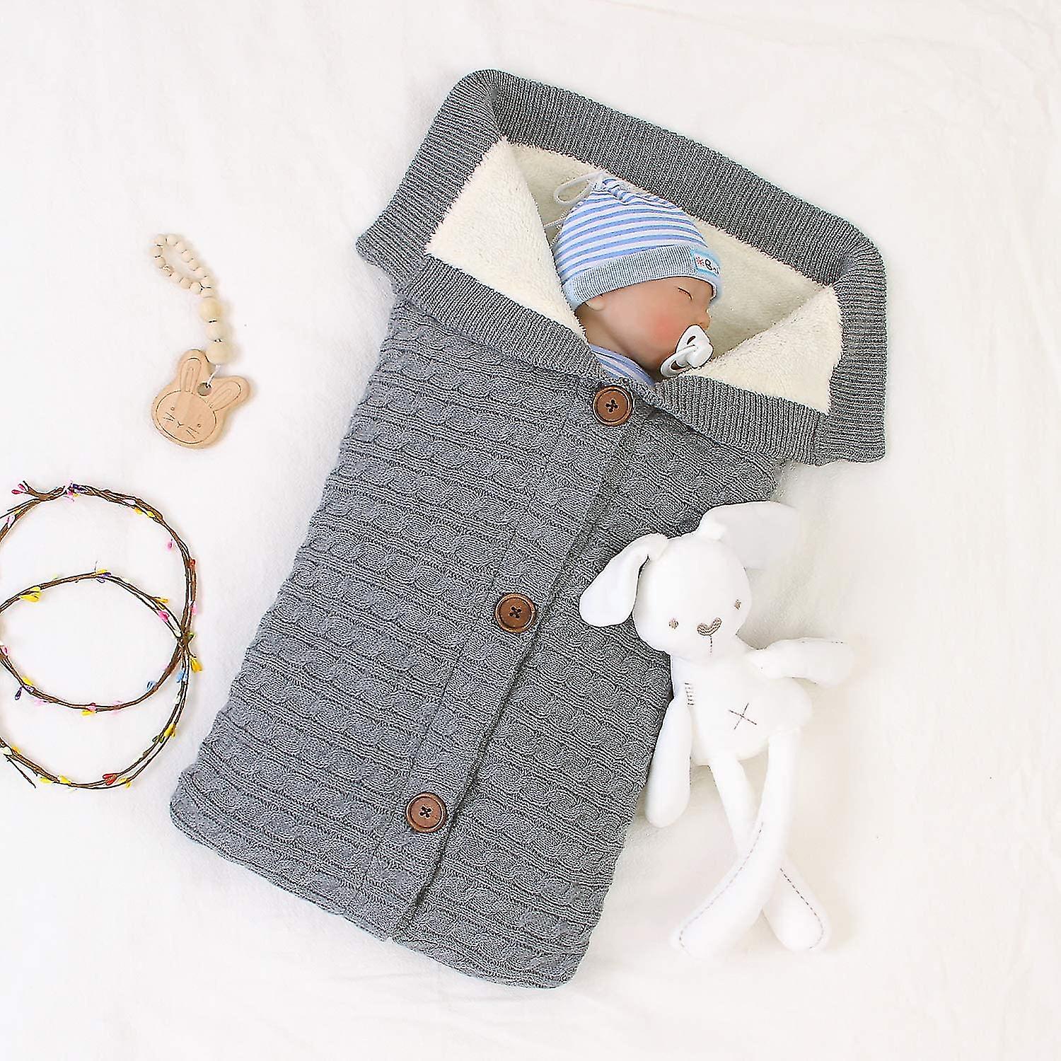 Baby Sleeping Bag Winter 0-12 Months Baby Sleeping Bag Knitted Cotton Unisex Girl Boy Toddler Sleeping Bag (gray)